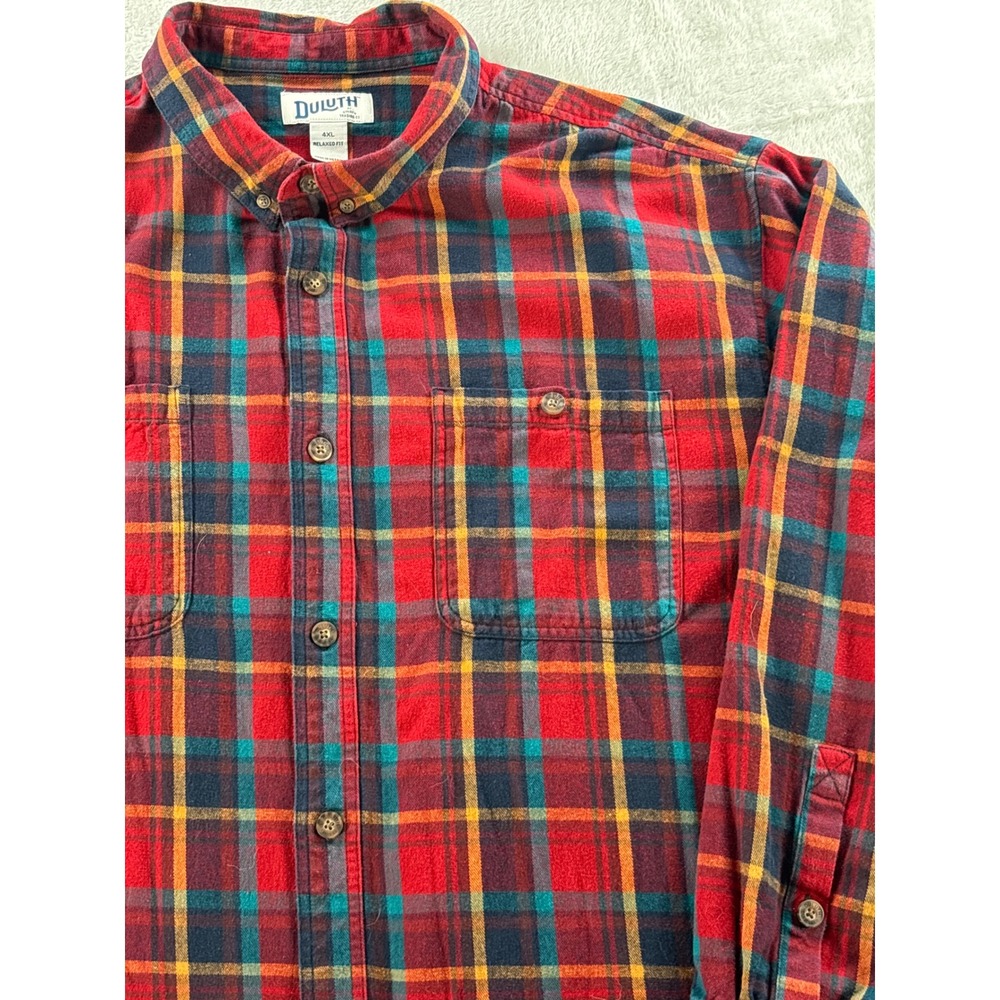 Duluth Trading Co Mens 4XL Plaid Flannel Shirt‎ Relaxed Fit Workwear Heritage - Picture 4 of 11